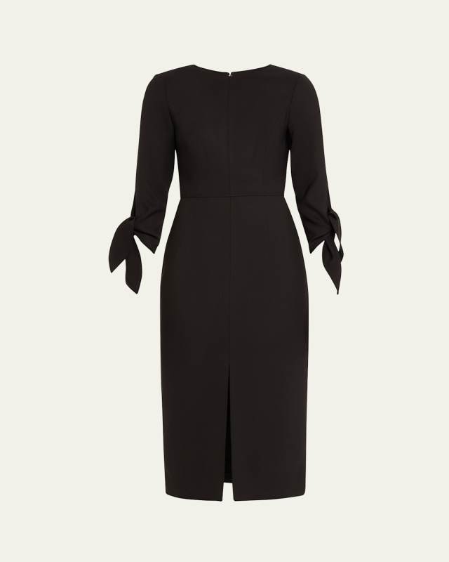 Wrist-Tie Wool Midi Dress